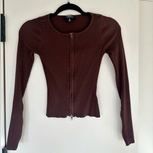 12th Tribe Brown Zip Up Top